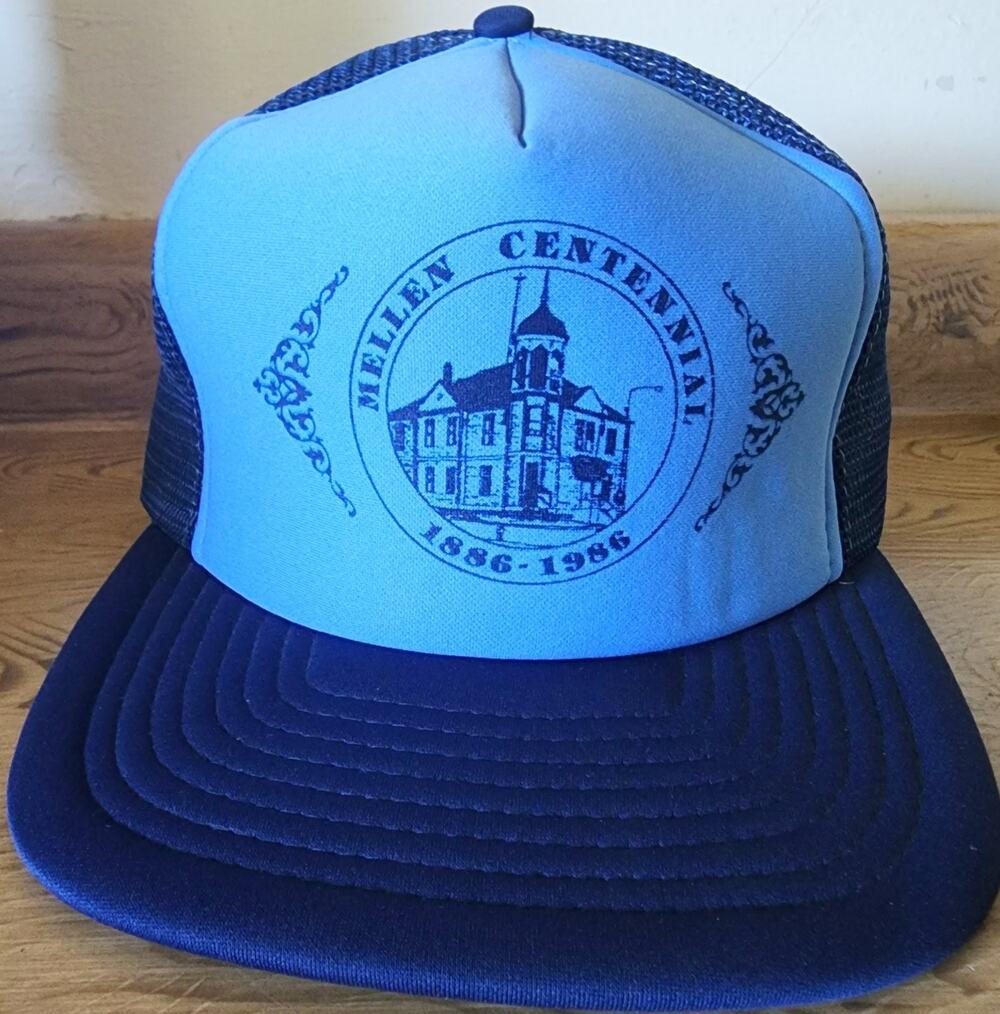 Calhead Trucker Hat Style 76 Mellen Centennial 1986 Adult Snapback Blue